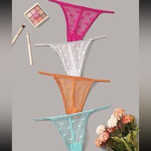 3for$20 HUGE DEAL 4pack Polka Dot Mesh Sheer Panty Set